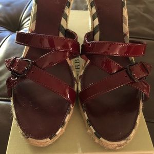 Burberry strappy patent espadrilles wedge sandals